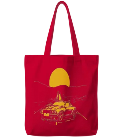 Car Speed Moon Travel Shirt Funny Tote Bags - Red