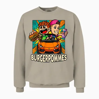 Burger.pommes Pop Art Comic Style Sportwagen Snack Unisex Sweatshirt - Sand