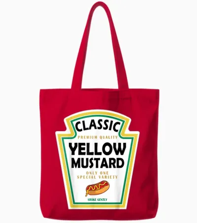 Yellow Mustard Diy Halloween Costume Matching Group Mustard Tote Bags - Red