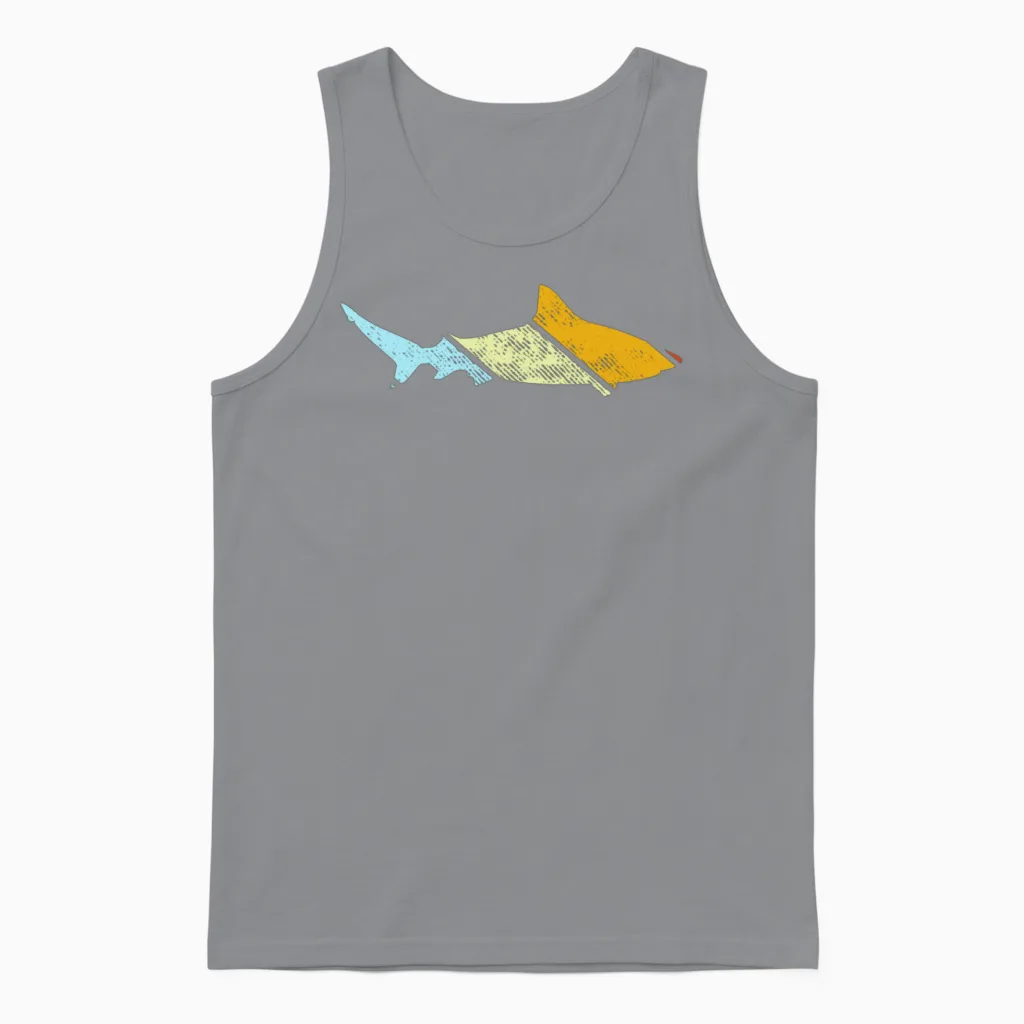 Shark Retro Unisex Tank Top in Sport Grey