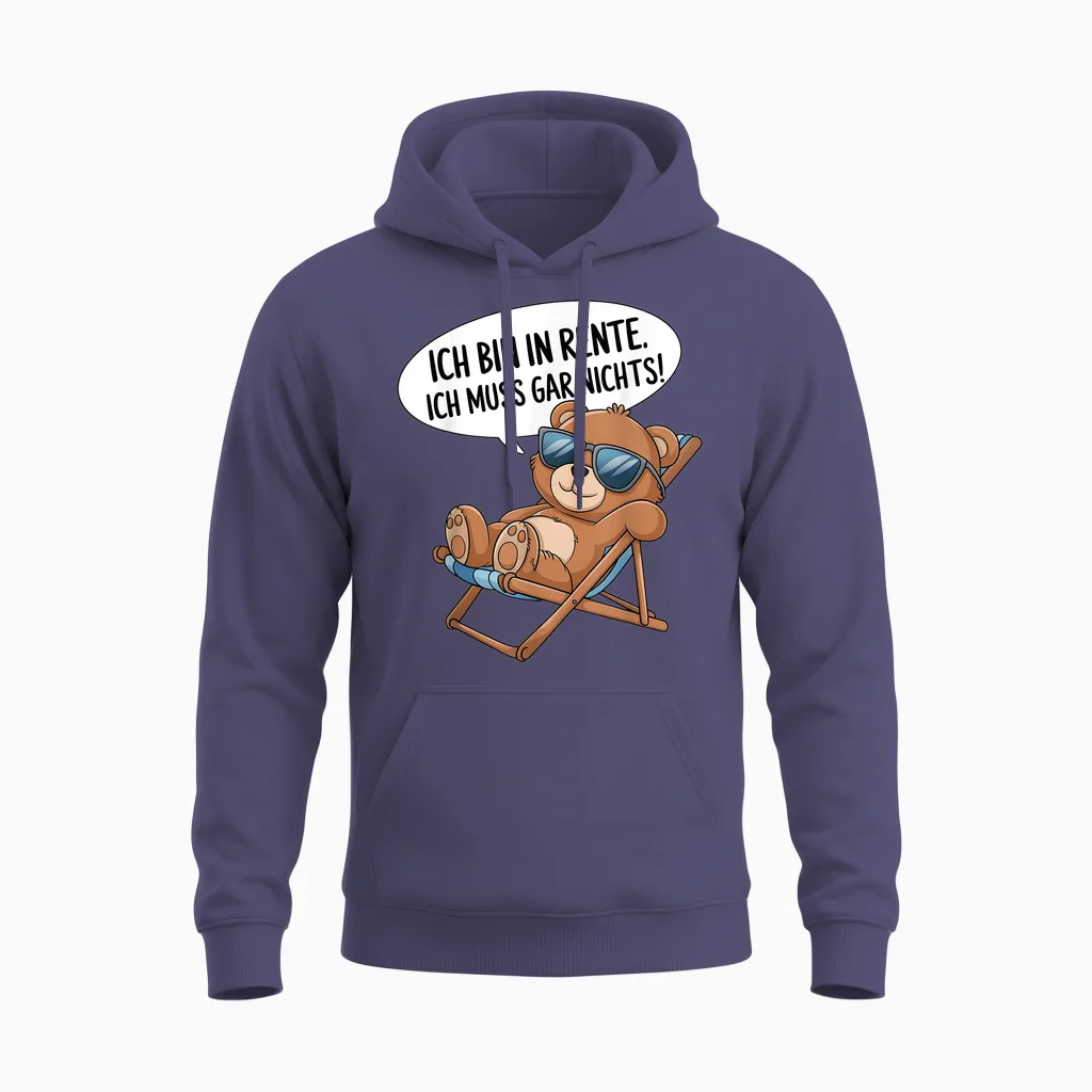 Ich Bin in Rente. Ich Muss Gar Nichts! Für Ruhestand Rentner Unisex Hoodie in Heather Sport Dark Navy