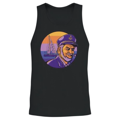 Retro Ship Old Captain Sailing Boat Sea Retro Ship Unisex Tank Top - Black