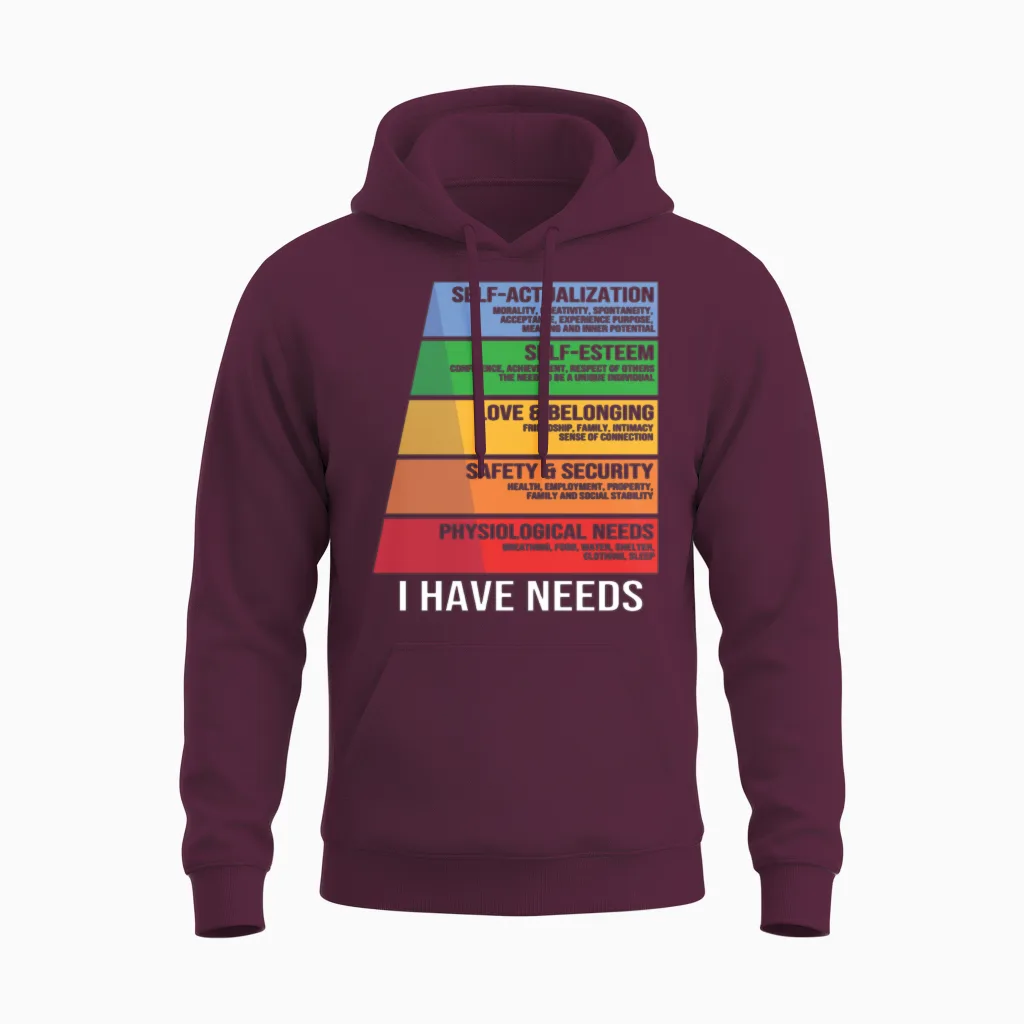 Funny Psychology Psychologist Hierarchy of Needs Unisex Hoodie in Maroon
