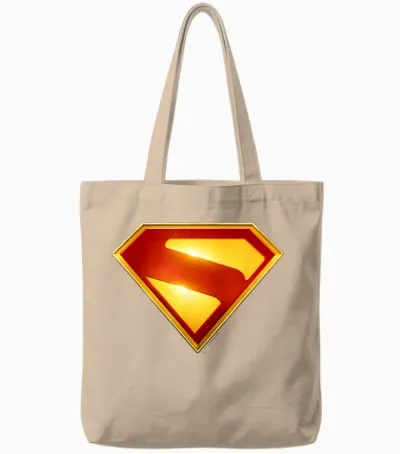 Superman (2025) Modern S-Shield Shiny Chest Emblem Tote Bags - Natural