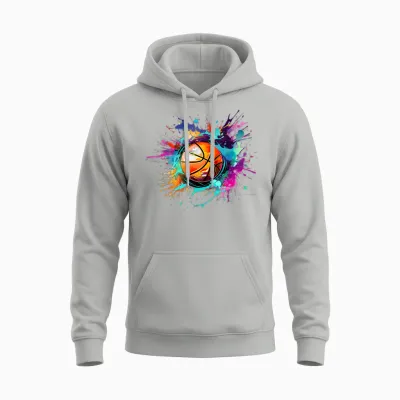 Basketball Sport Splash Basketball Player Sports T-Shirt, Black Unisex Hoodie - Ash