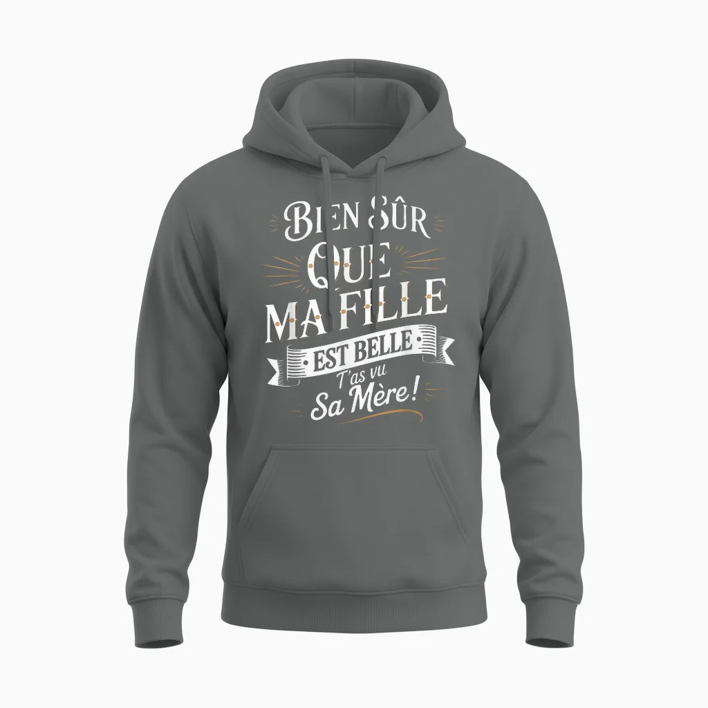 Sure That My Daughter Is Beautiful You Saw Her Mother Gift Idea Unisex Hoodie in Graphite Heather
