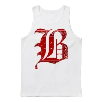 Capital B Red Bandana Blood Piru Gangster Brim Unisex Tank Top - White – 1