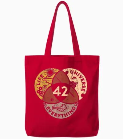 Life Universe Everything 42 Antwort Auf Das Leben Tote Bags - Red