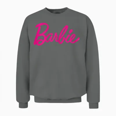 Barbie Official Barbie Logo Multi Colour Unisex Sweatshirt - Graphite Heather