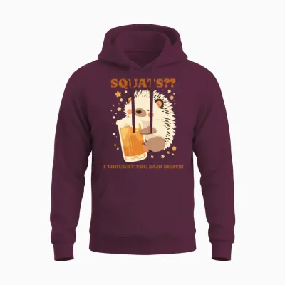 Funny Animal T-Shirt Design, Fitness and Wellness Unisex Hoodie - Maroon