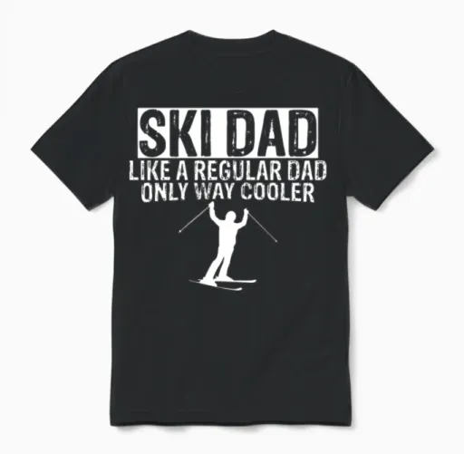 Ski Dad Funny Skiing Unisex T-Shirt in Black