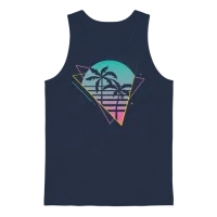 Vaporwave Palm Trees Sunset Retro Neon Vintage 80s Unisex Tank Top - Navy – 1