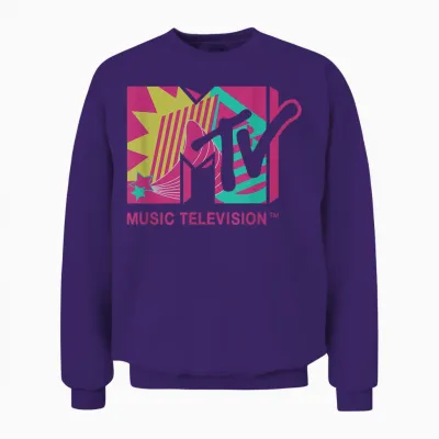 Klassisches Mtv-Logo, Rosa Und Blaugrünes Design T-Shirts Unisex Sweatshirt - Purple