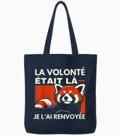 Red Panda Funny Panda Red T-Shirt, Black, S Tote Bags - Navy