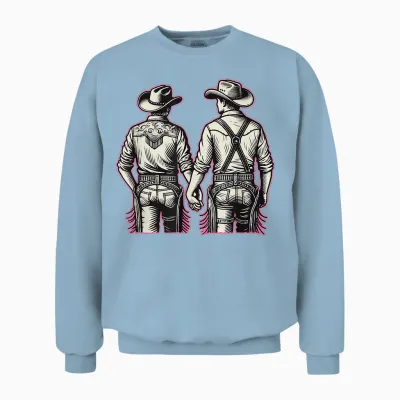 Gay Cowboy Western Lgbtqia Rodeo Hände Halten Unisex Sweatshirt - Light Blue