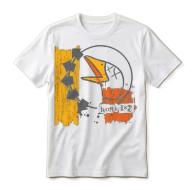 Goose Honk182 Funny Unisex T-Shirt - White