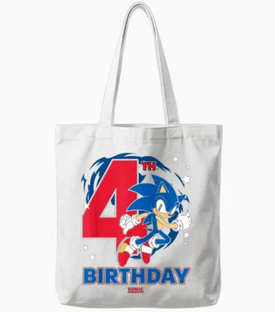 Sonic the Hedgehog 4th Birthday Epic Sonic Big Chest Logo Tote Bags - White