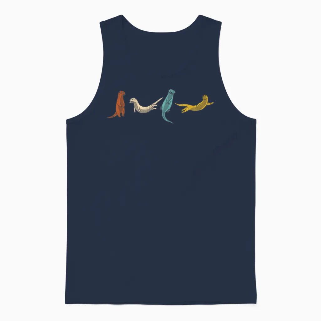 Otter Retro Vintage Unisex Tank Top - Navy