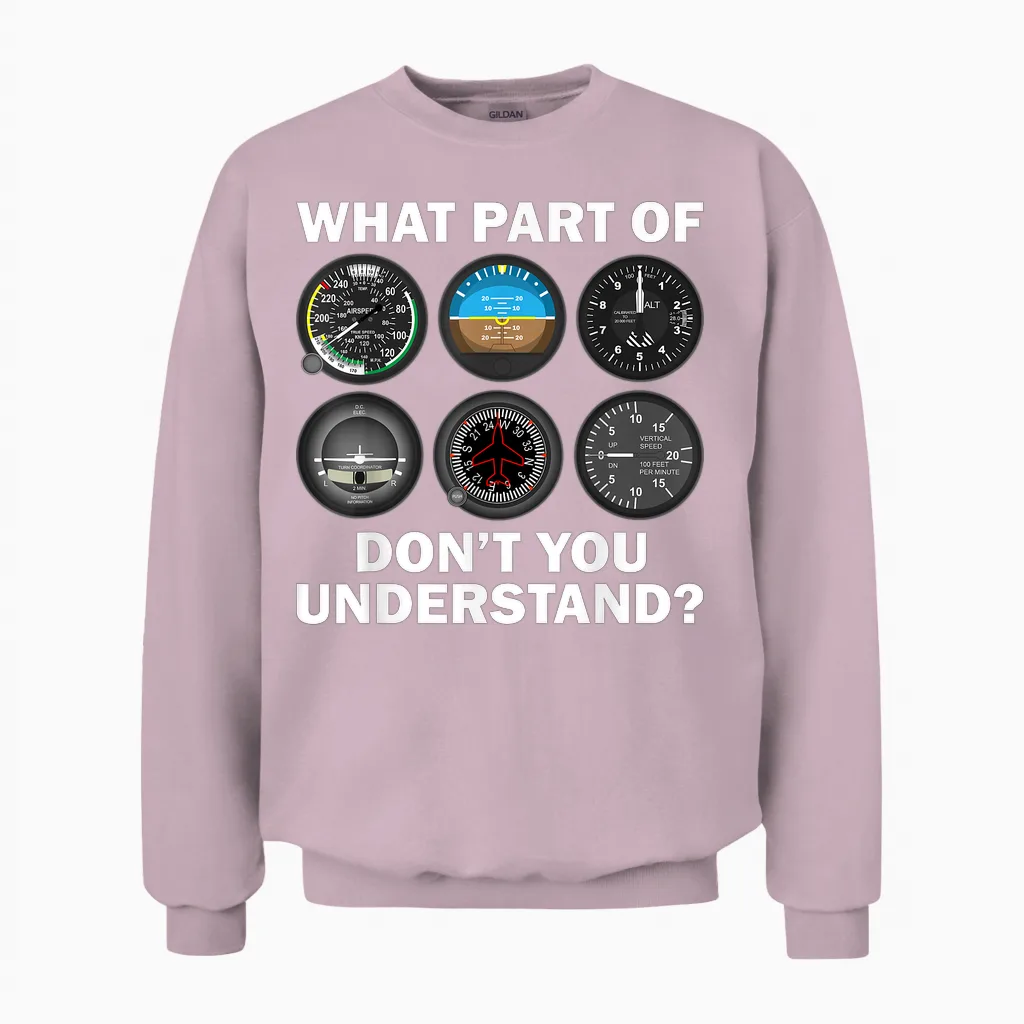 Funny Pilot Art Men Women Aviation Airline Pilot Instruments T-Shirt Small Unisex Sweatshirt in Light Pink