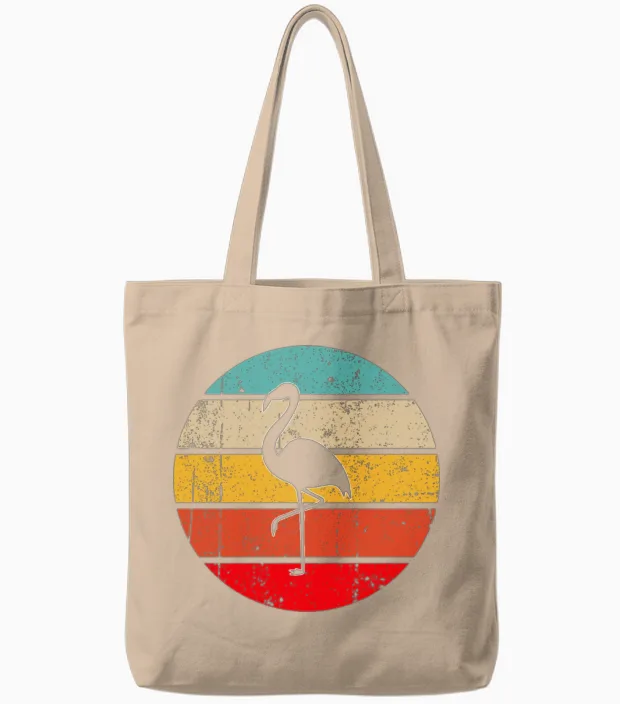 Flamingo Retro Tote Bags in Natural