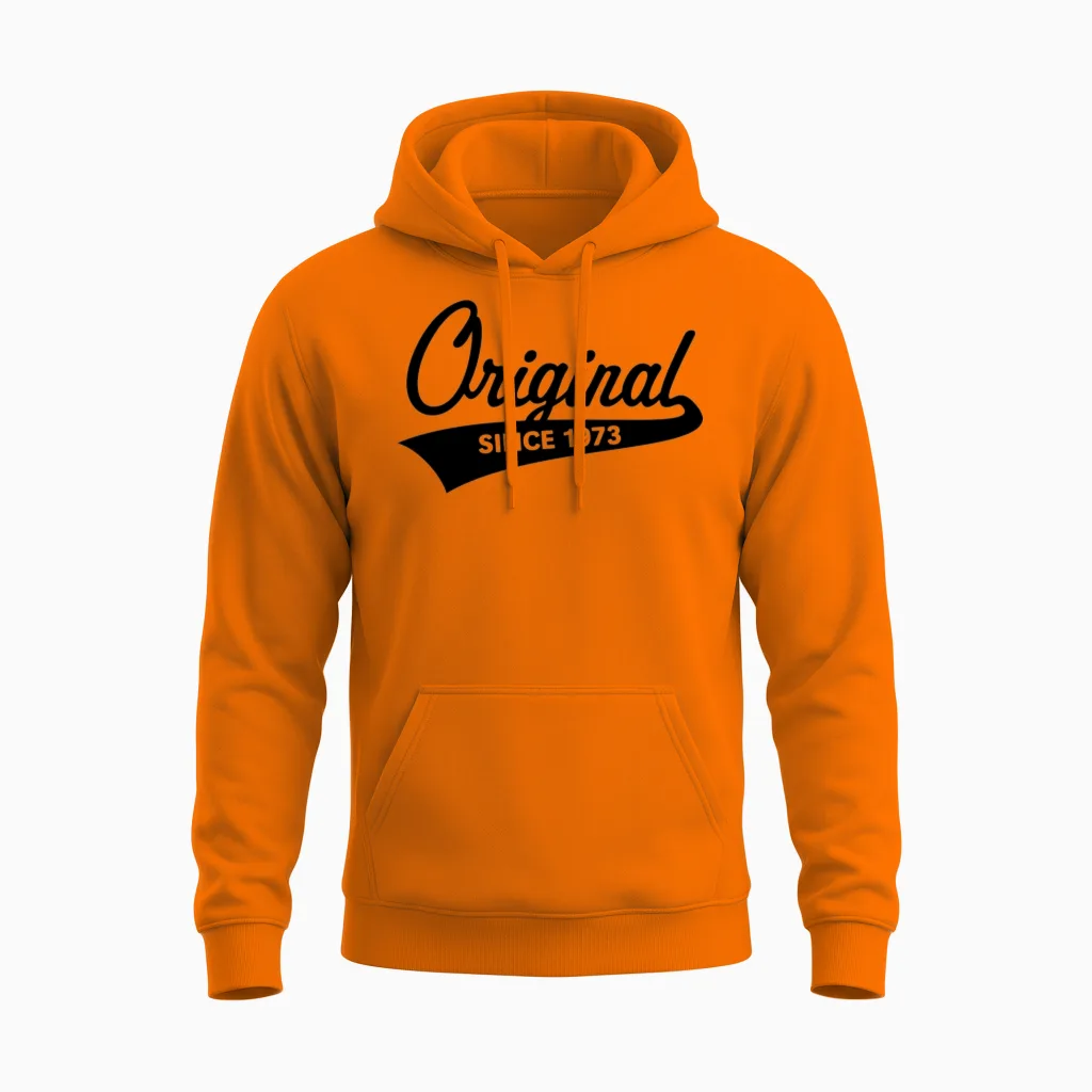 Original Since 1973 (year of Birth, Birthday / B) Unisex Hoodie in Safety Orange