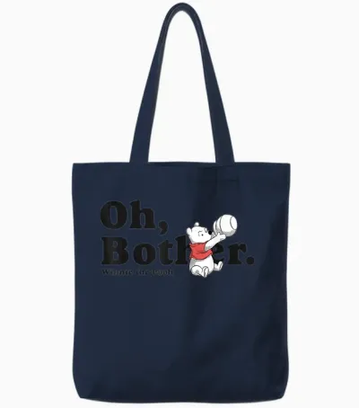 Disney Winnie the Pooh with Quote T-Shirt, White, S Tote Bags - Navy