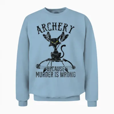 Archer Sport Archery Meme Meh Cat Unisex Sweatshirt - Light Blue