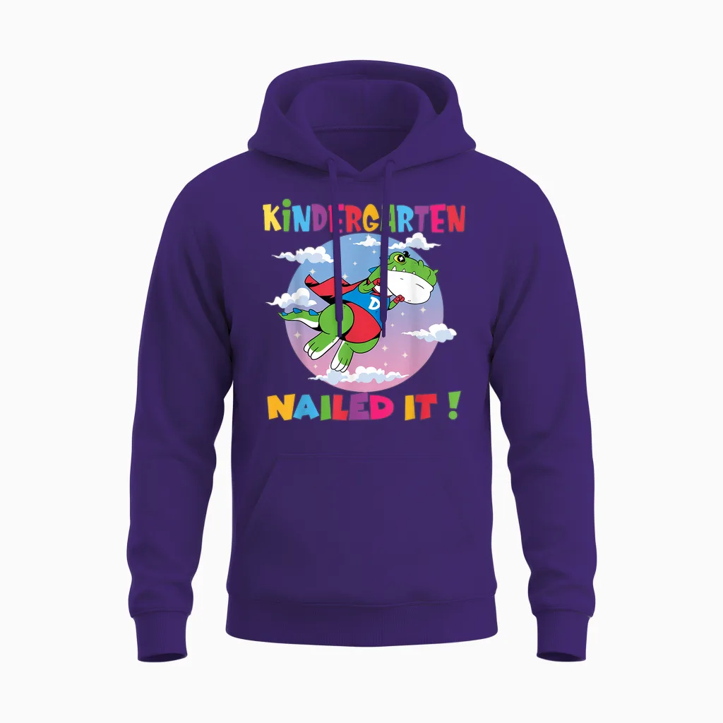 Maternelle Nailed It Graduation Class of 2026 Kids T Rex Unisex Hoodie in Purple