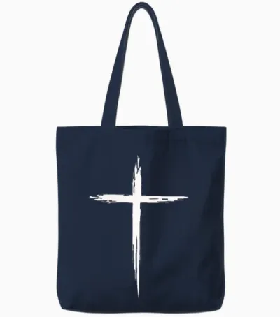 Cross Jesus Christ Cross Christian Man Woman T-Shirt, Black, S Tote Bags - Navy