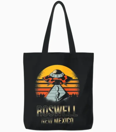 Roswell New Mexico Ufo Alien Tote Bags - Black