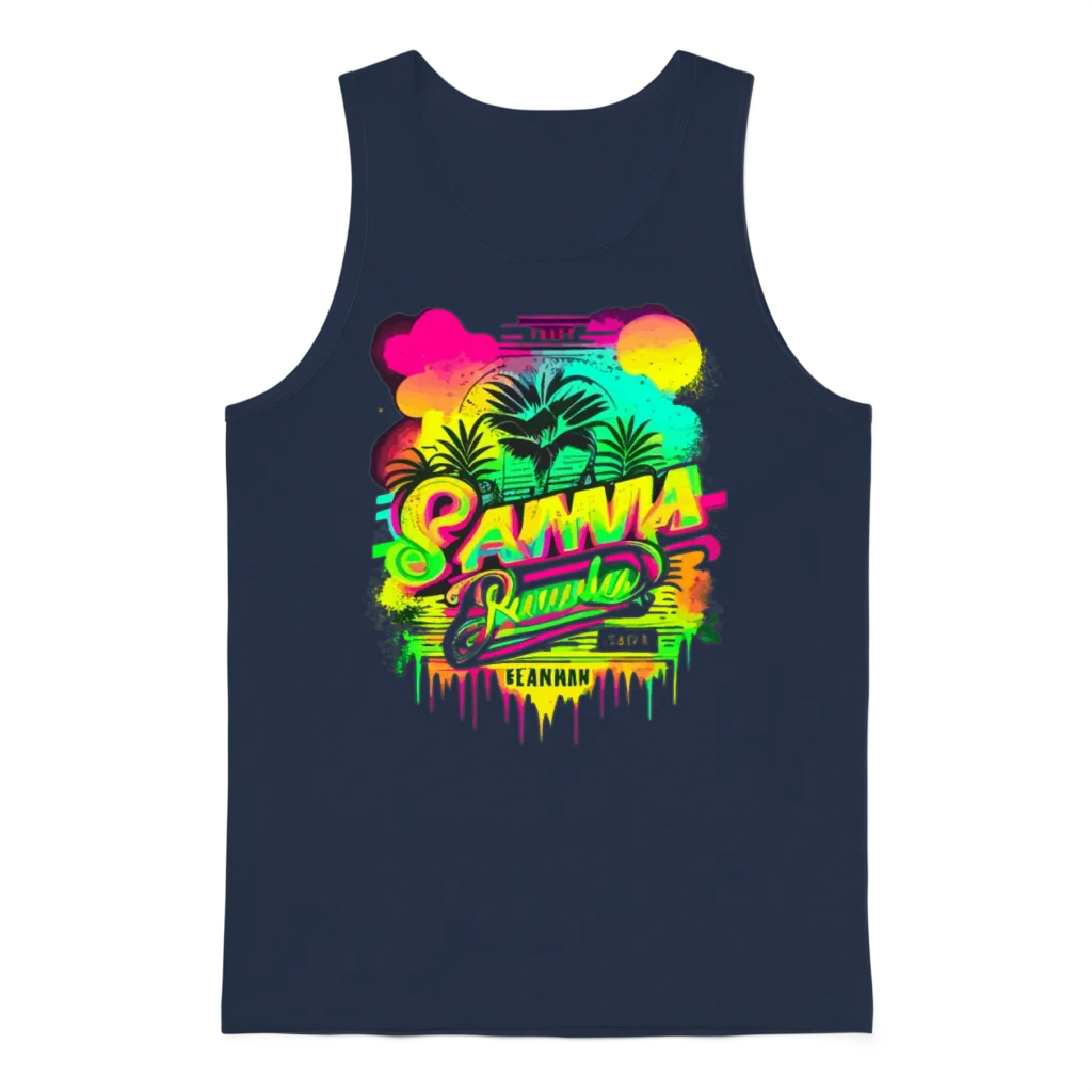 Retro Summer โ & Beach Unisex Tank Top - Navy