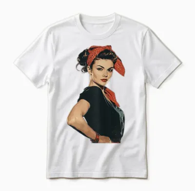 Retro Rosie Rockabilly T-Shirt, Black Unisex T-Shirt - White