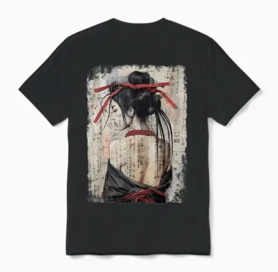 Geisha Asia Japan Woman Vintage Culture Tokyo Geisha T-Shirt, Black Unisex T-Shirt - Black