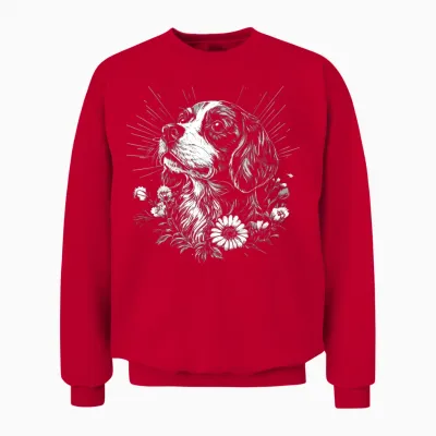 Tatouage Rétro épagneul Breton Pour Amoureux Des Chiens Unisex Sweatshirt - Red