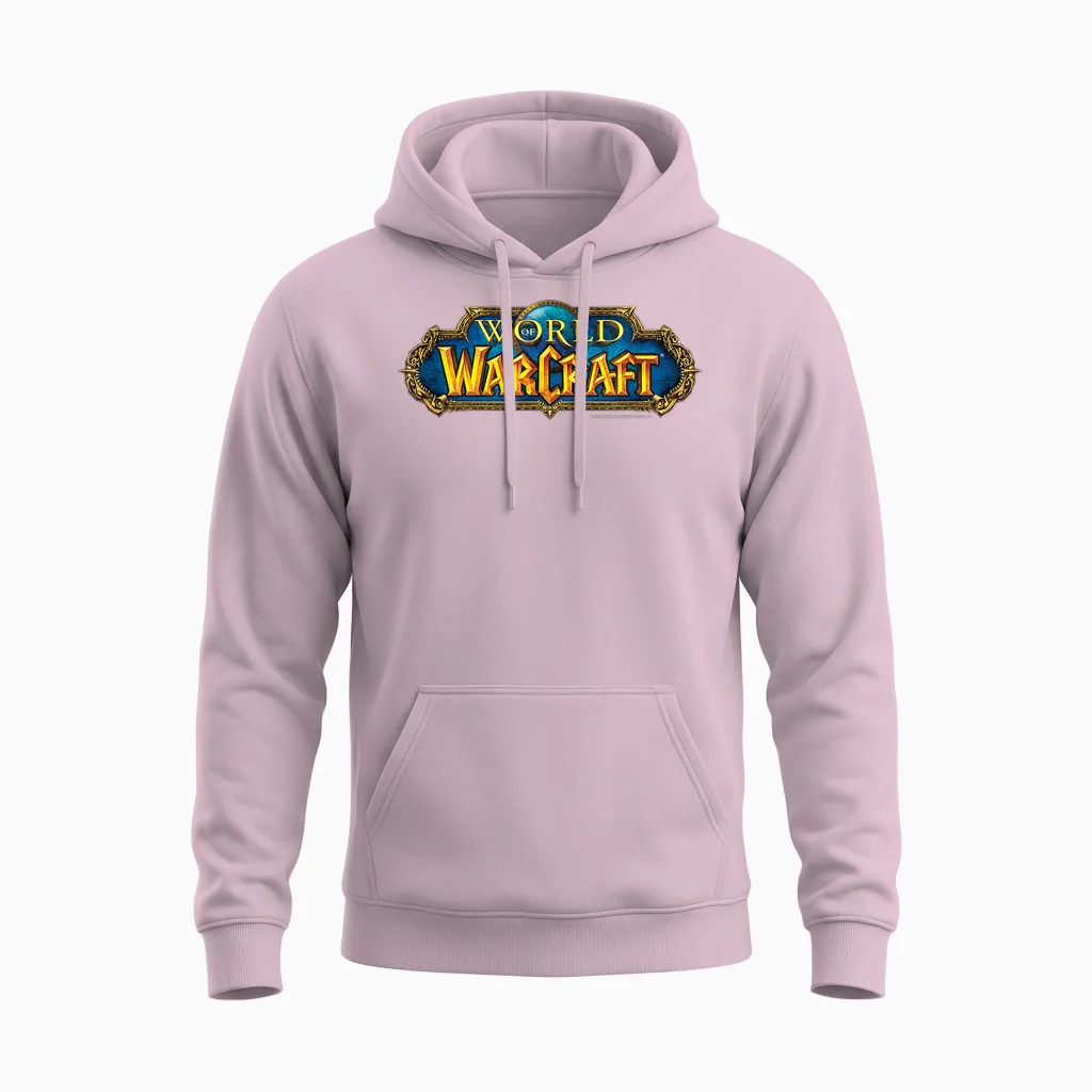 World of Warcraft Classic Official Logo Unisex Hoodie in Light Pink