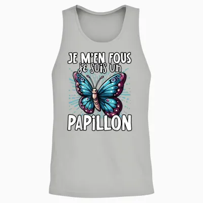 Je M'en Fous Je Suis Un Papillon - Cute Butterfly T-Shirt, Black, S Unisex Tank Top - Ash