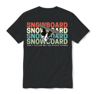Snowboard Skiing Retro Cool Unisex T-Shirt - Black