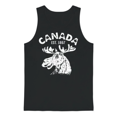 Vintage Canada Flag Moose - Cool Maple Leaf Unisex Tank Top - Black