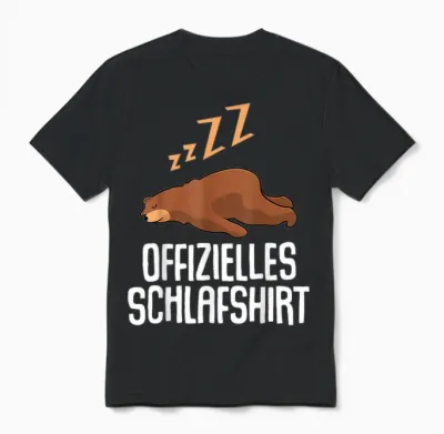 Offizielles Schlafshirt Herren Bär Bären Lustig Geschenk Fun Unisex T-Shirt - Black