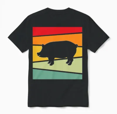 Pig Retro Unisex T-Shirt - Black