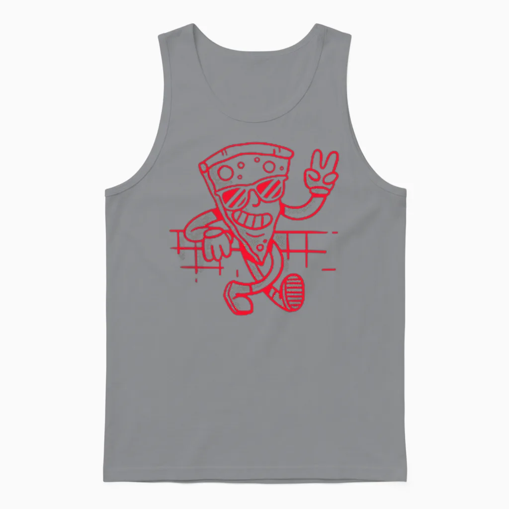 Pizzeria Italiano Best Pizza in Town (backprint) Unisex Tank Top in Sport Grey