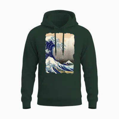 La Grande Vague off Kanagawa Hokusai Art Célèbre Peinture Unisex Hoodie - Forest