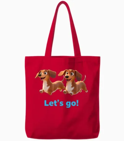 Twin Dachshunds Adventure Tote Bags - Red