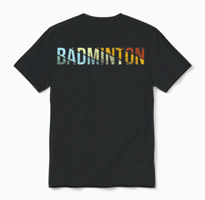 Badminton Retro Unisex T-Shirt in Black