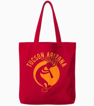 Tucson Arizona Souvenir Dansant Kokopelli Design Vieilli Tote Bags - Red
