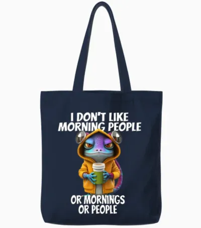 Funny Design for I Don't Like Morning People Tote Bags - Navy