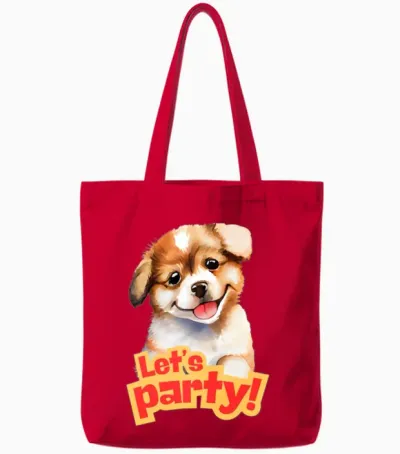 Party Dog Tote Bags - Red