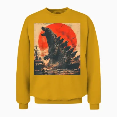 Retro Vintage Japanese Legendary Monster Kaiju Unisex Sweatshirt - Gold