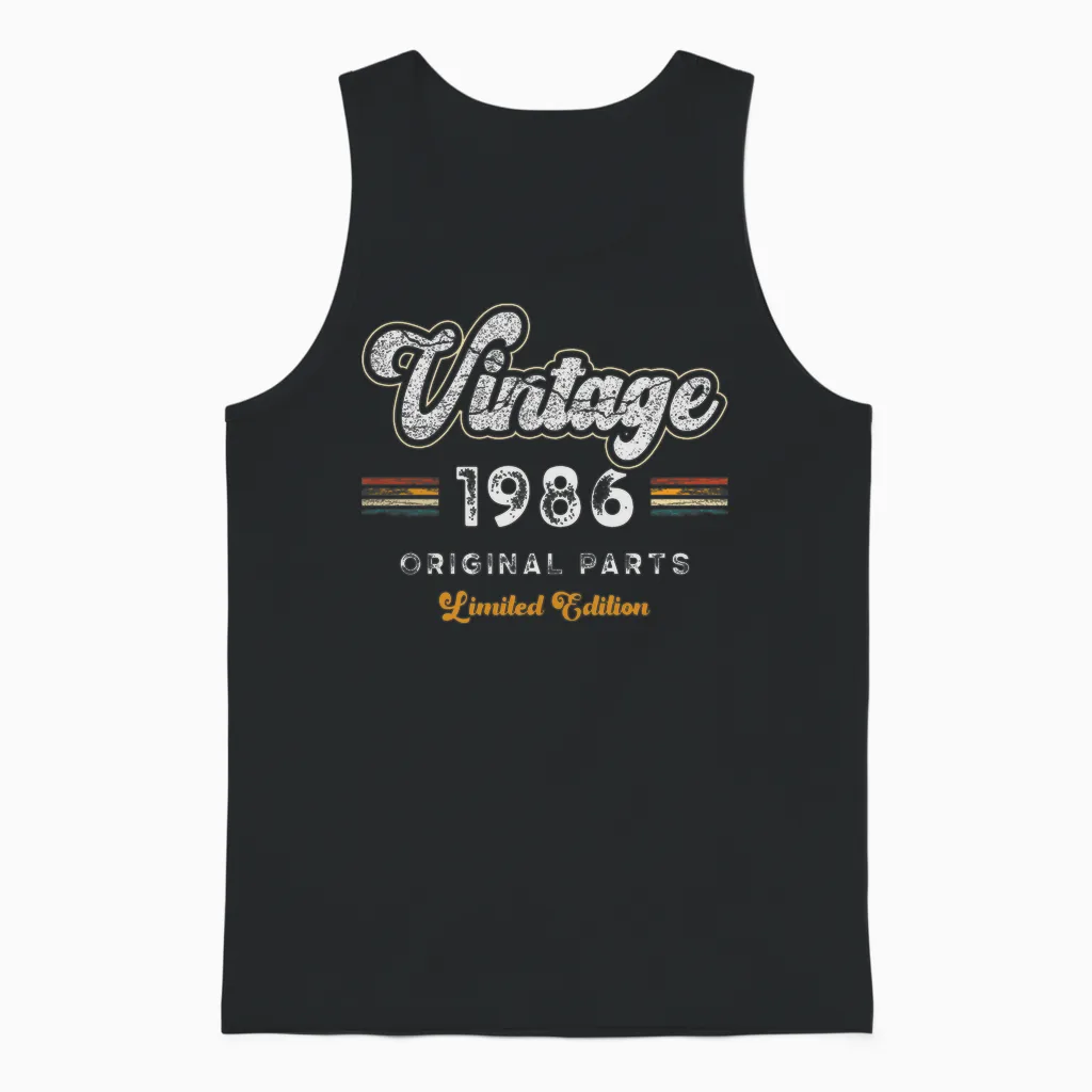 Vintage 1986 Original Teile Limited Edition 40. Geburtstag Unisex Tank Top in Black