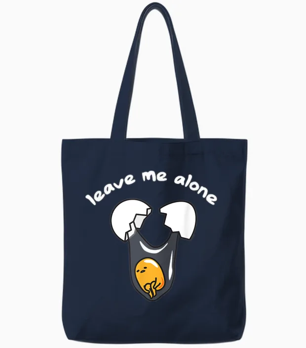 Gudetama Leave Me Alone Tote Bags in Navy